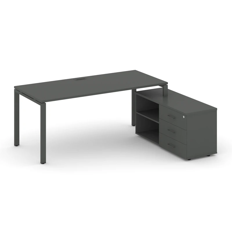 Стол руководителя на металлокаркасе (П-60x30 антрацит) с тумбой правый Style Project Direct SN-6P.SRG-014.M(R)