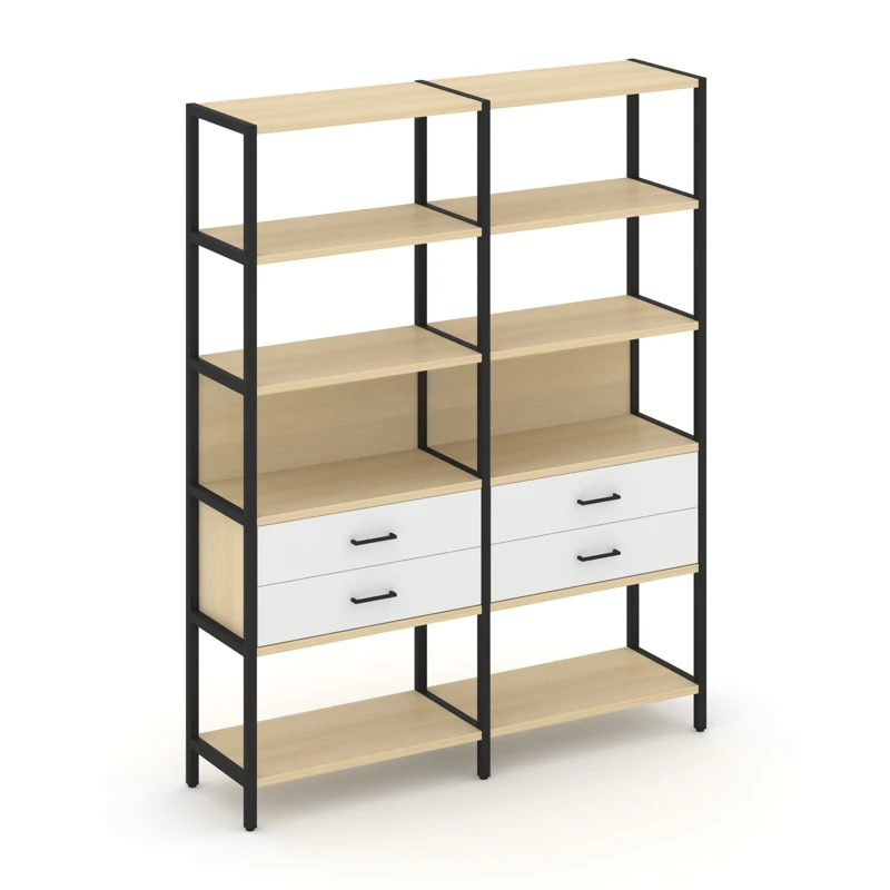 Двухсекционный стеллаж пятиярусный с ящиками SHELF SYSTEM (металл черный) SN.STM-522