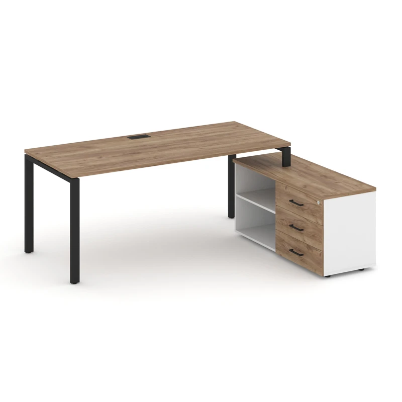 Стол руководителя на металлокаркасе (П-60x30 черный) с тумбой правый STYLE PROJECT DIRECT SN-6P.SRG-023.M(R)