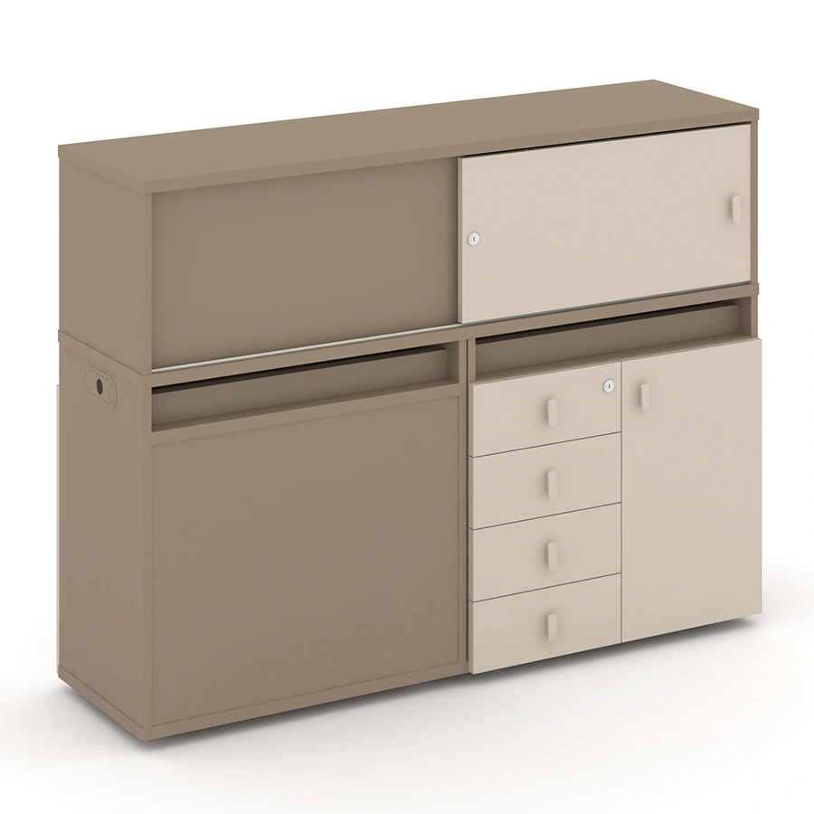 Тумба офисная двойная с надставкой низкой. Набор №17. Estetica ES.NB.2N-17