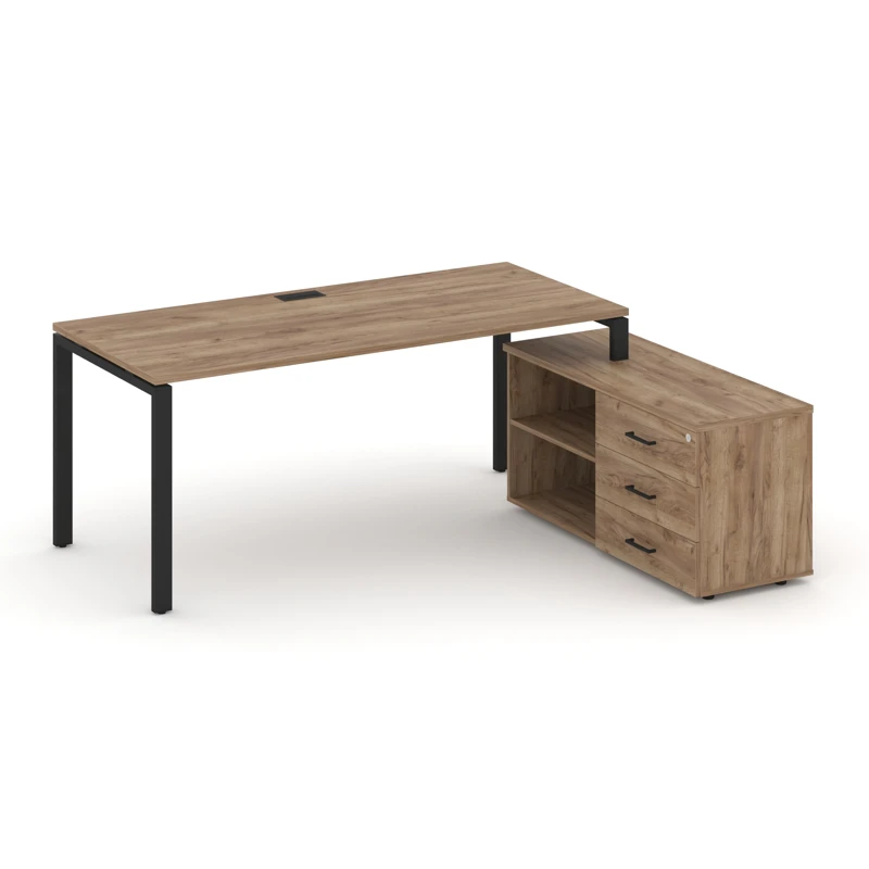 Стол руководителя на металлокаркасе (П-60x30 черный) с тумбой правый STYLE PROJECT DIRECT SN-6P.SRG-023.M(R)