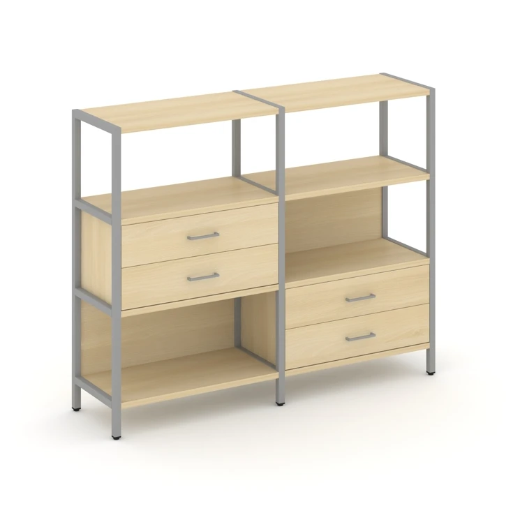 Двухсекционный стеллаж трехярусный с ящиками Shelf System (металл серый) SN.STM-323