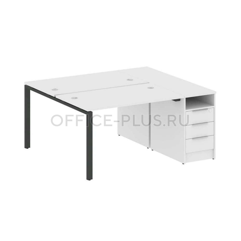 Рабочая станция 2 места Metal System Style на металлокаркасе с опорной тумбой БП.РС-СТП-2.2