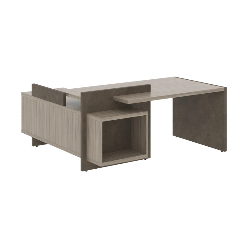 Стол руководителя на опорной тумбе правый Wood&Stone (S) СФ-531222