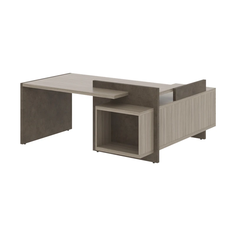 Стол руководителя на опорной тумбе левый Wood&Stone (S) СФ-531221