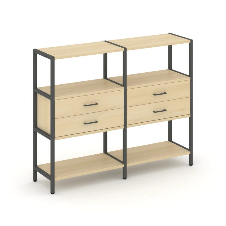 Двухсекционный стеллаж трехярусный с ящиками SHELF SYSTEM (металл антрацит) SN.STM-322