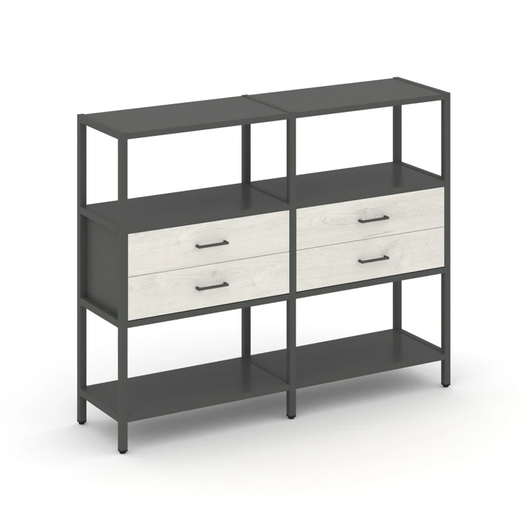 Двухсекционный стеллаж трехярусный с ящиками SHELF SYSTEM (металл антрацит) SN.STM-322