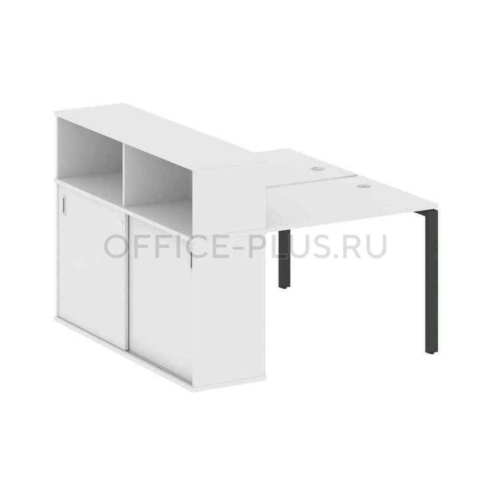 Рабочая станция 2 места Metal System Style на металлокаркасе с опорным шкафом-купе БП.РС-СШК-2.1
