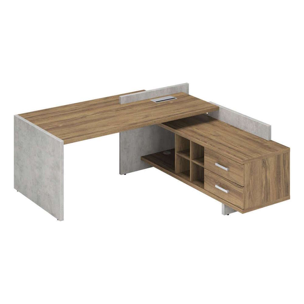 Стол для руководителя на опорной тумбе Wood&Stone правый (10 уп) СФ-531222