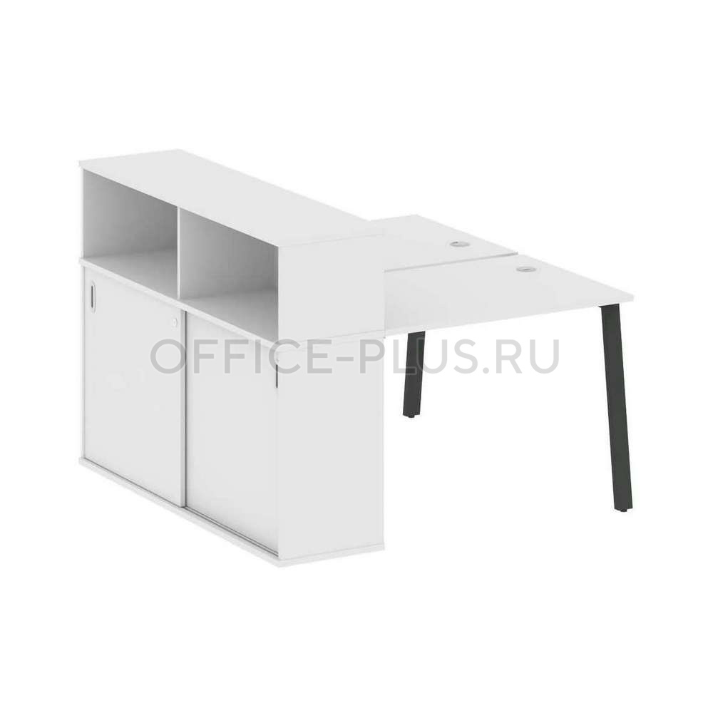 Рабочая станция 2 места Metal System Style на металлокаркасе с опорным шкафом-купе БА.РС-СШК-2.1