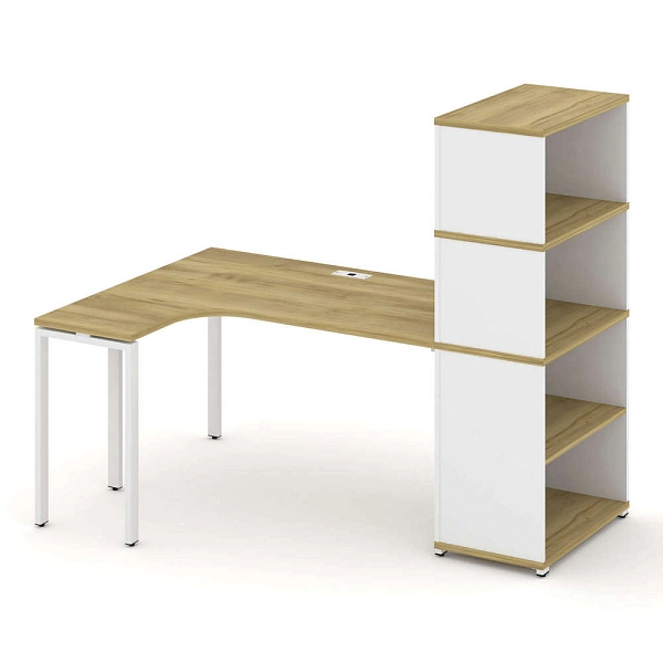 Стол эргономичный на металлокаркасе с опорным стеллажом с надставкой высокой левый Concept CN.SA-207(L)