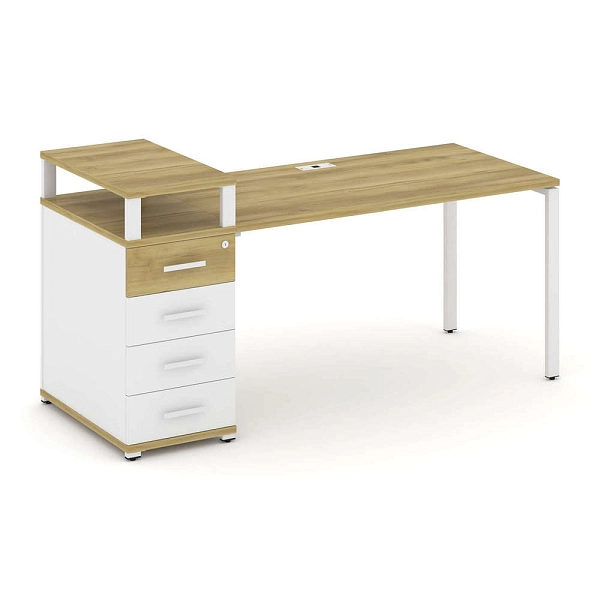 Стол рабочий на металлокаркасе с одной опорной тумбой Concept CN.SP-411 B/W