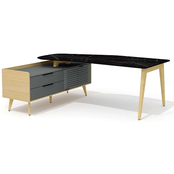 Стол эргономичный с тумбой левый Remo Rem-200.1L + Rem-33L