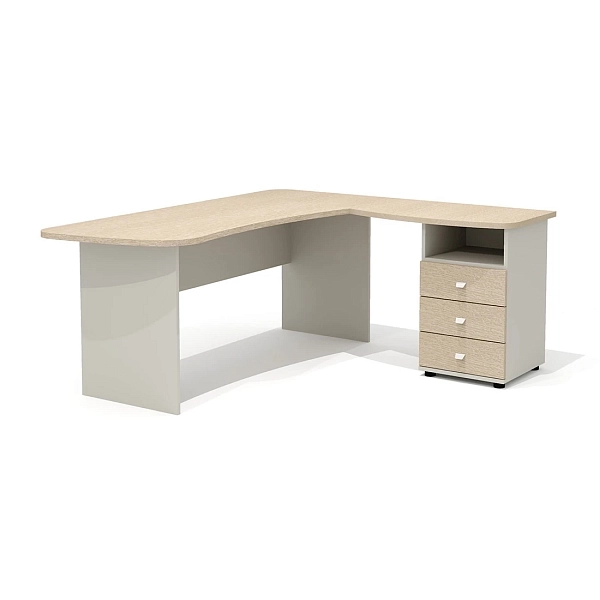 Стол эргономичный с тумбой правый Гамма G-118R + G-118.1R + G-27